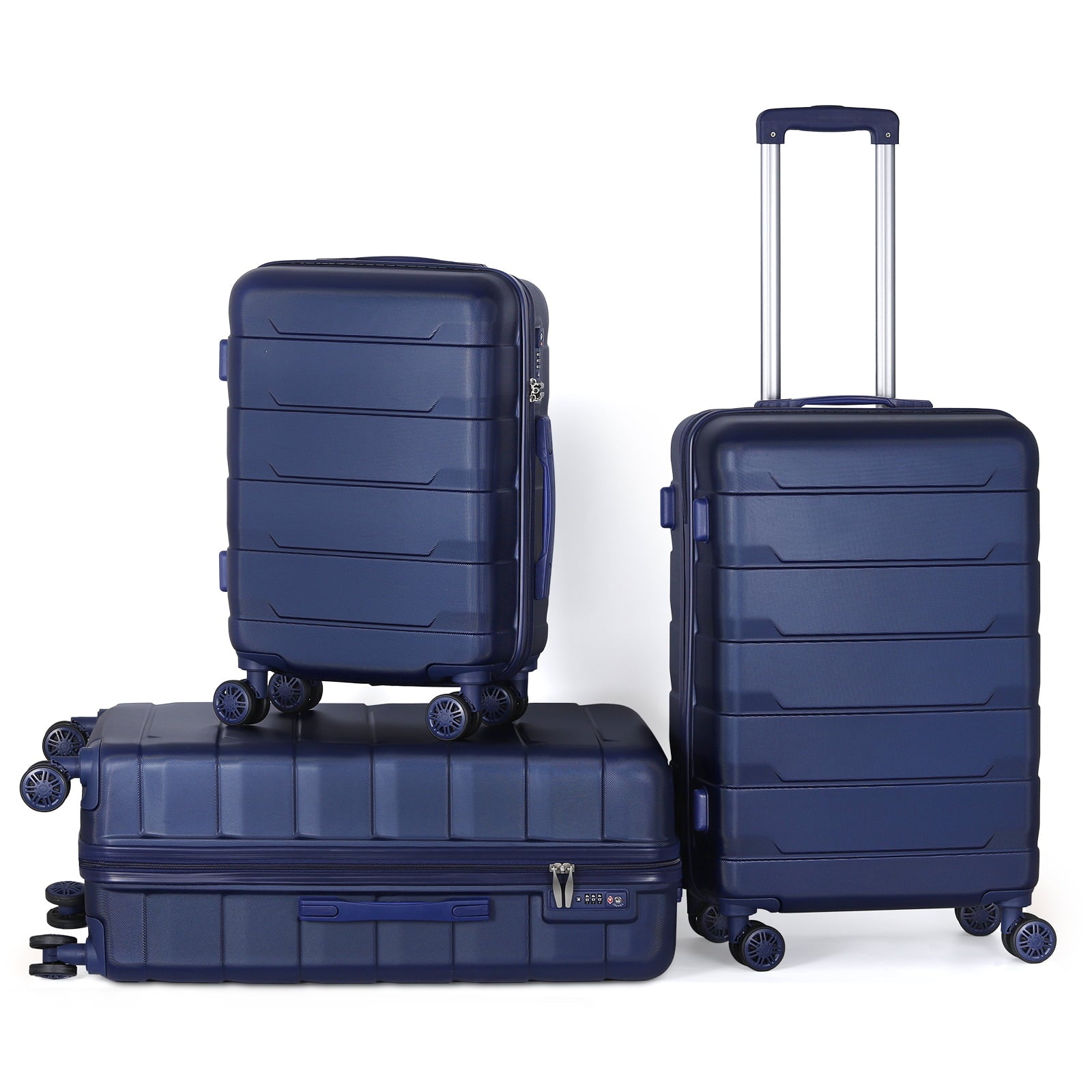 HIKOLAYAE Foundation Collection Upright Luggage with 8-Wheel Spinner in Azure Blue, 3 Piece - TSA Co