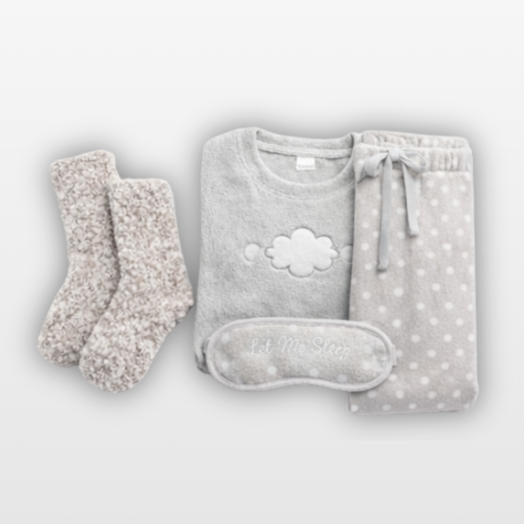 Sweet Dreams 3pc Plush Pajama Gift Set with Eye Mask and Socks: Cloud Grey - Sweet Dreams - Keuka Outlet