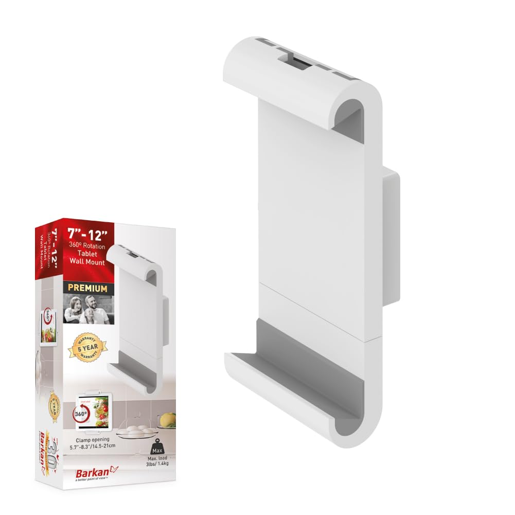 Barkan Fixed Tablet Wall Mount for 7-12 Inch Devices - White