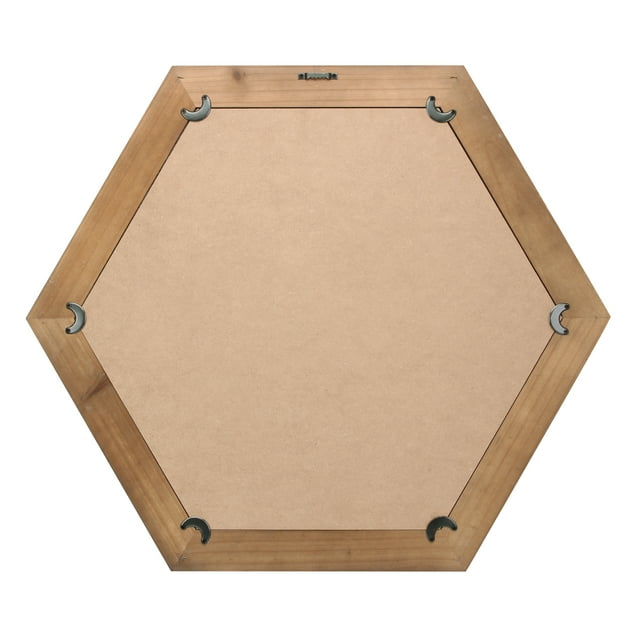 Stonebriar 23.8 x 20.6 Brown Modern Natural Wood Hexagon Wall Mirror
