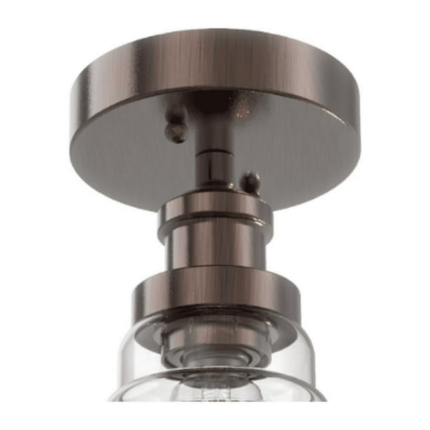 BHG 11.82in Round Modern LED Ceiling Light 7W /75w Eqv Dimmable Filament Bulb, Semi Flushed Satin