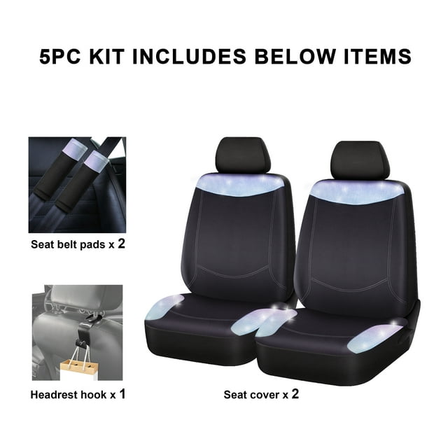 Auto Drive 5 Piece Seat Cover Kit Checker Diamond Black Polyester, Universal Fit, 2202SC253