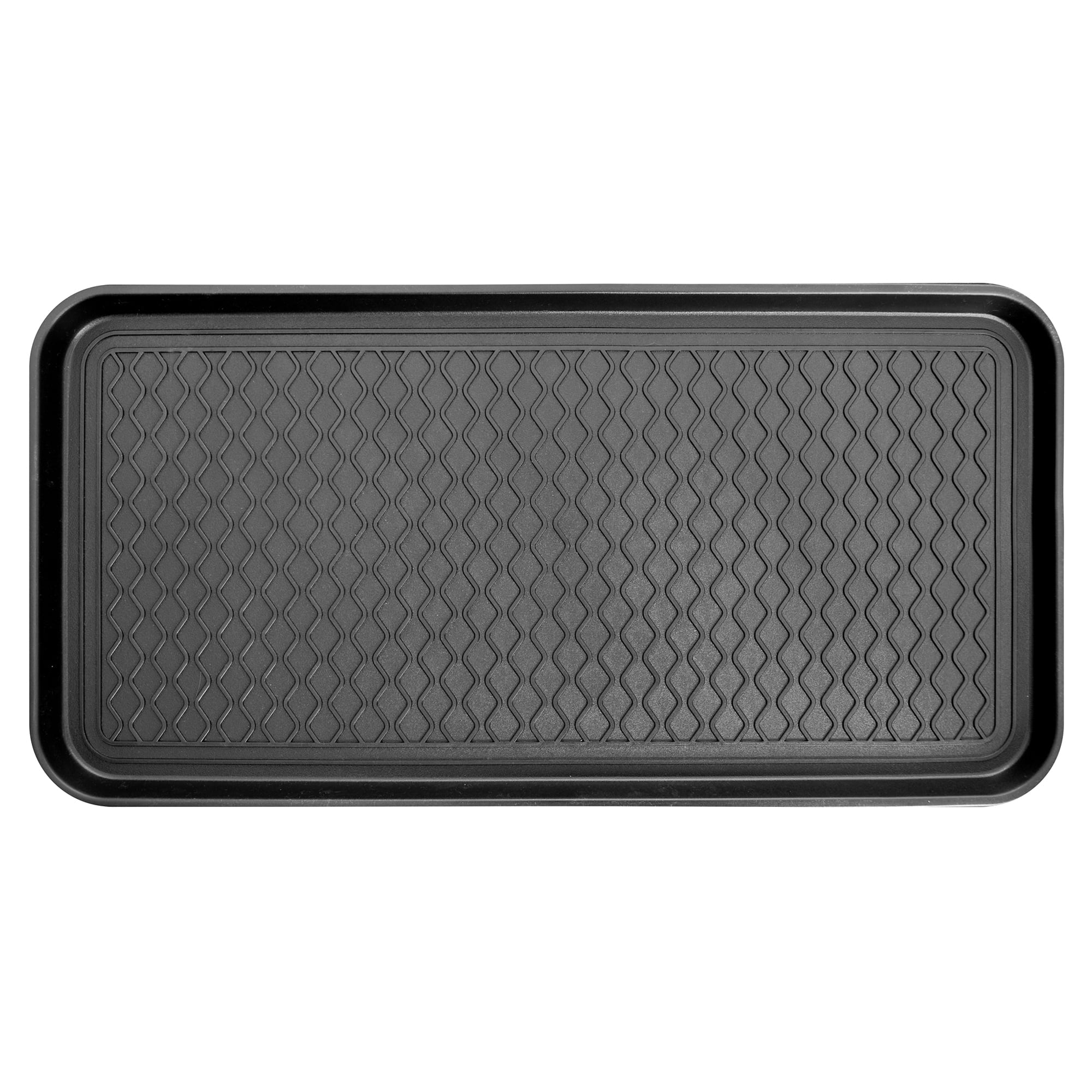 Ottomanson Easy Clean, Waterproof Indoor/Outdoor Rubber Boot Tray, 15 x 30, Black