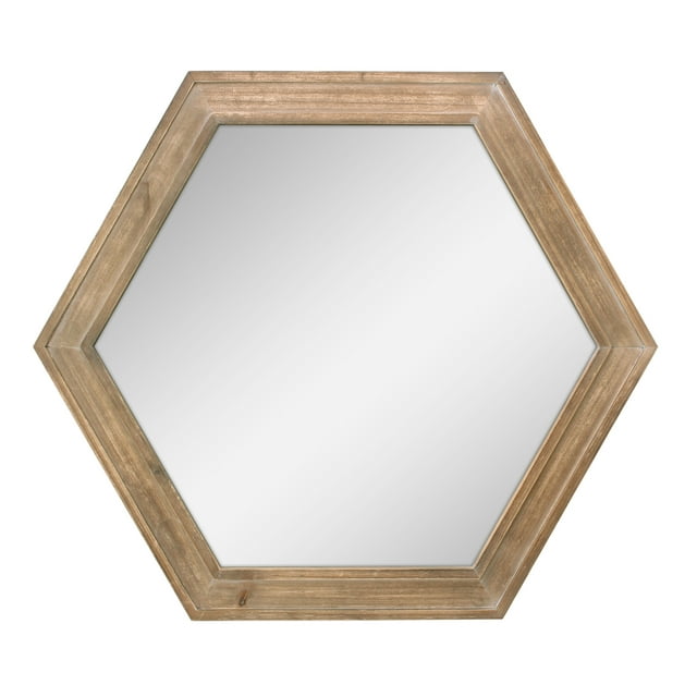 Stonebriar 23.8 x 20.6 Brown Modern Natural Wood Hexagon Wall Mirror