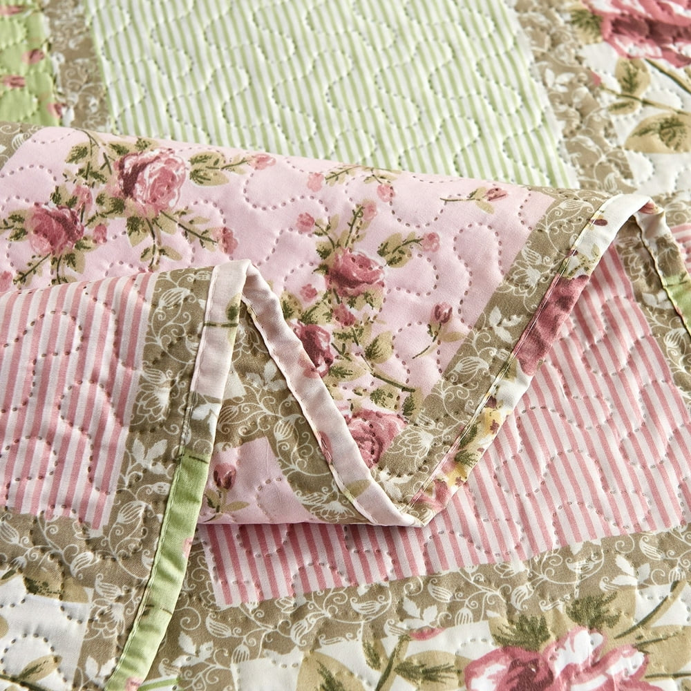 JML 3-Piece Pink Patchwork Quilt Set, King Size (92" x 104") - JML - Keuka Outlet
