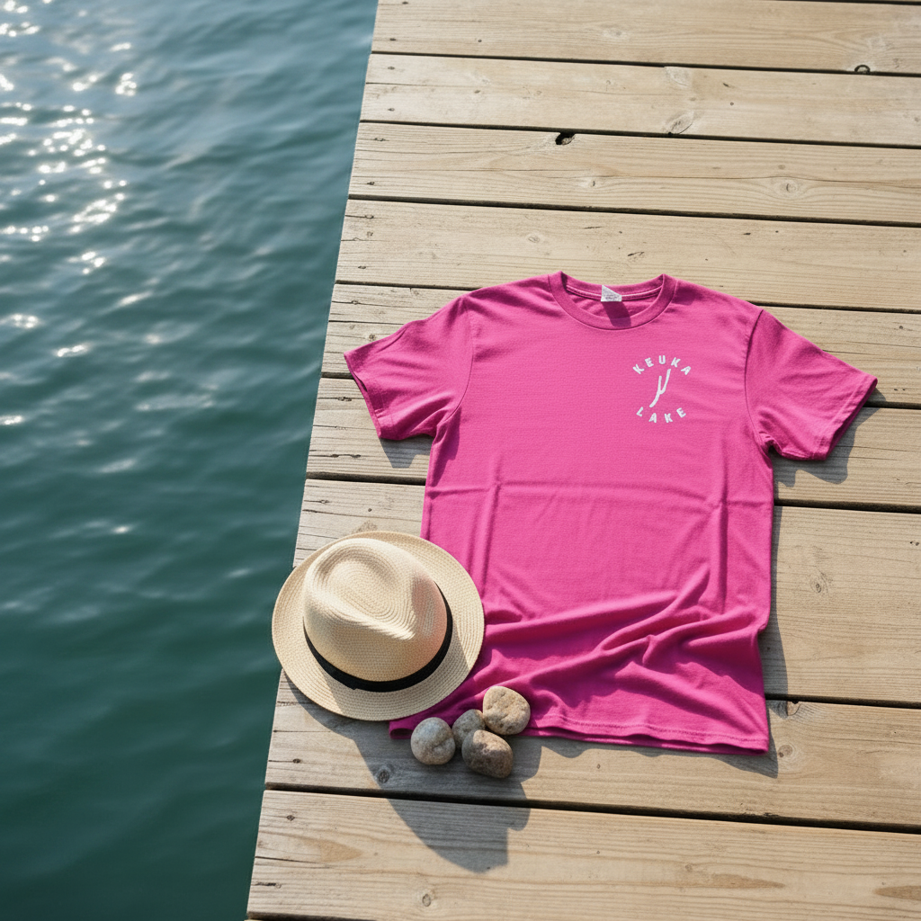 Keuka Lake Shirt - Hot Pink Vertical Planks