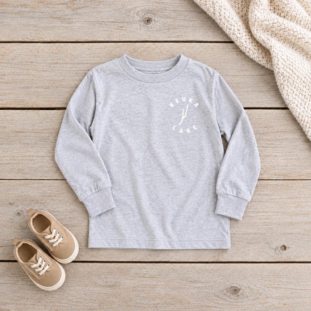 Keuka Lake toddler long sleeve shirt, Athletic Heather Grey