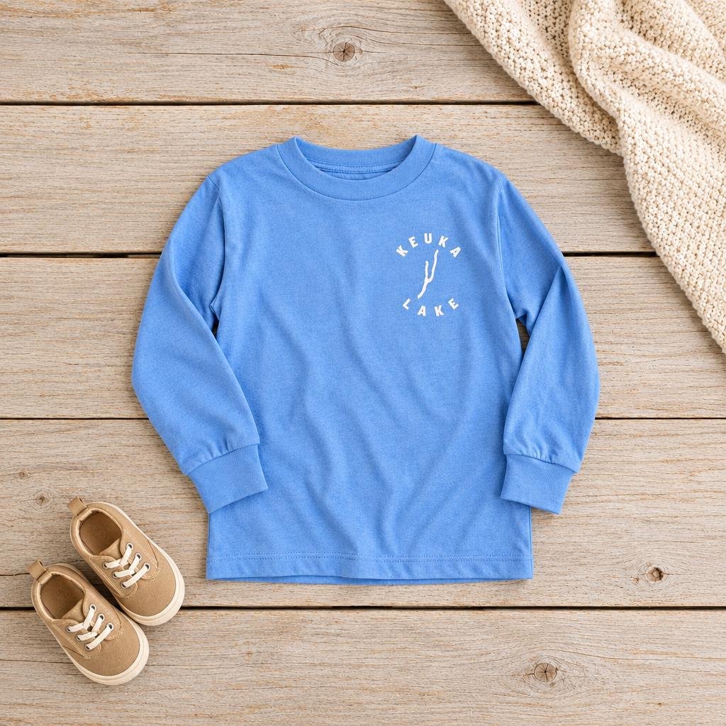 Keuka Lake toddler long sleeve shirt, Carolina Blue