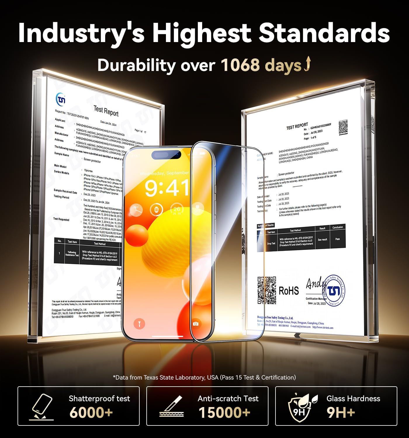 OPXYL Tempered 9H Glass Screen Protector for iPhone 15 Pro Max
