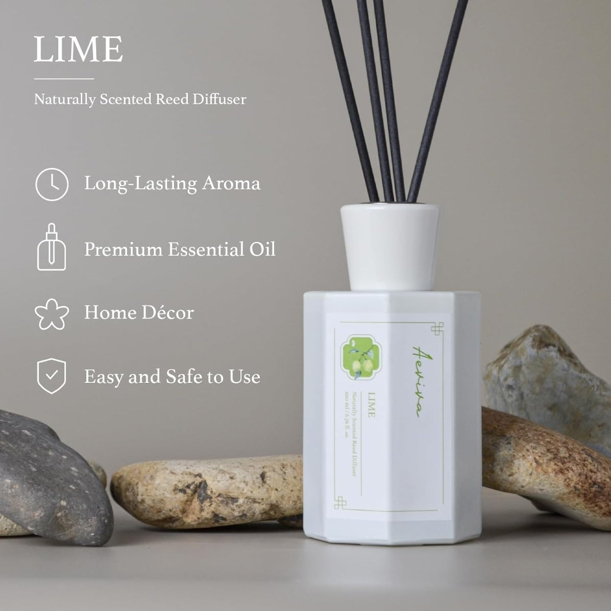 Aeviva Naturally Scented Lime Reed Diffuser Set