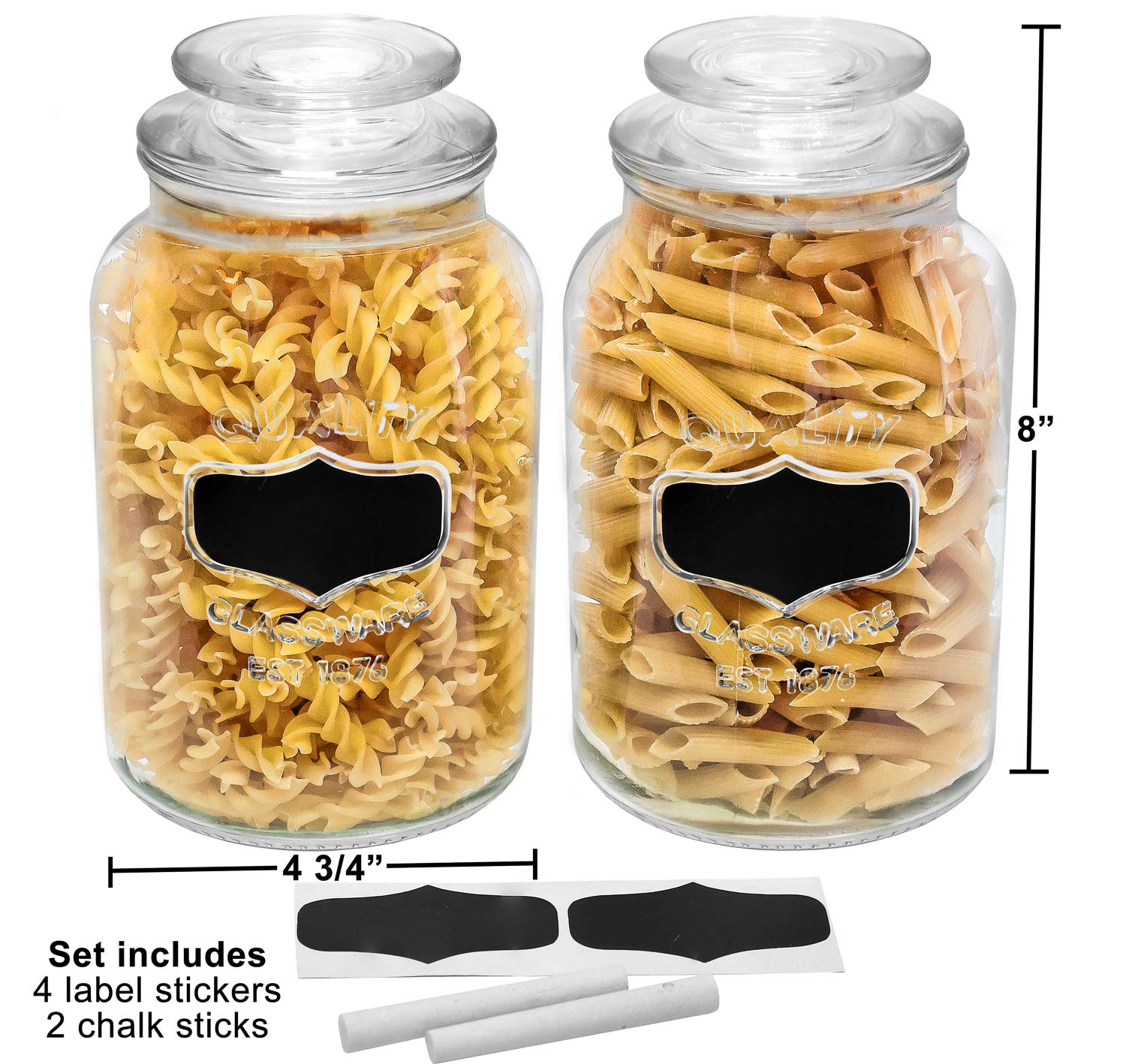 Estilo Glass Cookie Jars Apothecary Jars with Lids Includes Chalkboard Labels And Chalk Airtight Gl