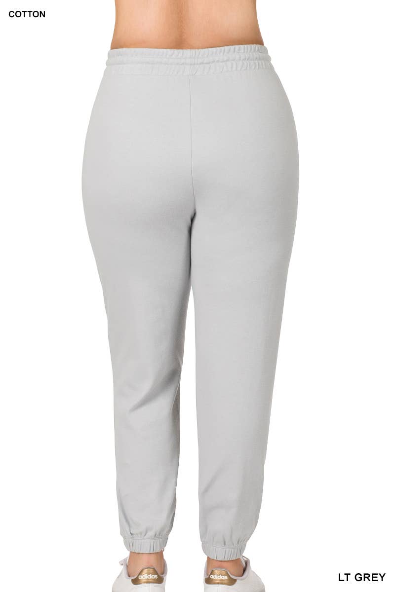 Plus Cotton Jogger Pants, Light Grey