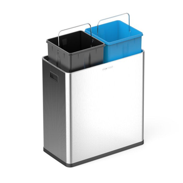 The Step N' Sort 16 Gallon Motion Sensor, Dual Trash and Recycling Bin