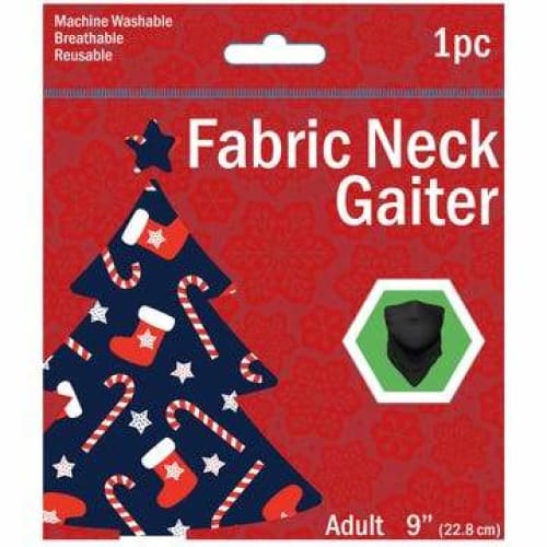 Adult Christmas Theme Washable Neck Gaiter - Navy (Candy Canes & Stockings) - Clothing