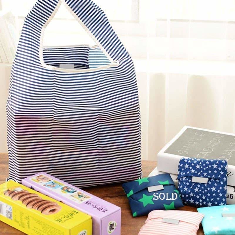Eco-Friendly Reusable Shopping Bag - Navy/Stripes