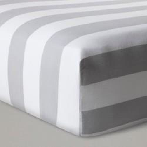 Keuka Outlet Fitted Crib Sheet Rugby Stripes Cloud Island Gray