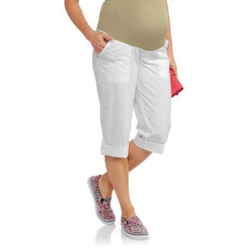 Maternity Full-Panel Casual Woven Convertible Capri Pants - Keuka Outlet