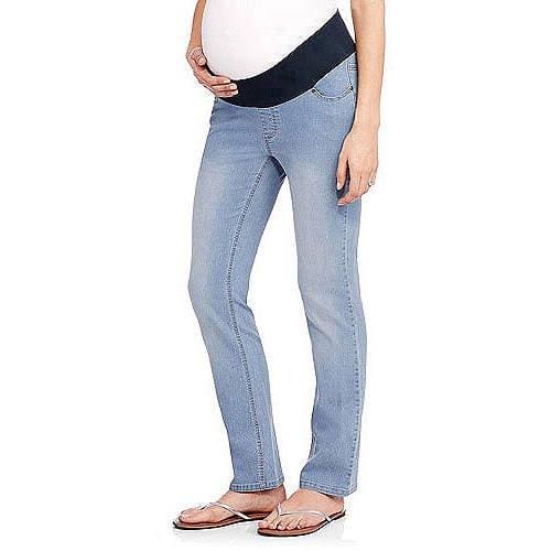 Maternity Plus-Size Demi-Panel Basic Super Soft Straight Leg Jeans - 2X / Power Wash - Clothing