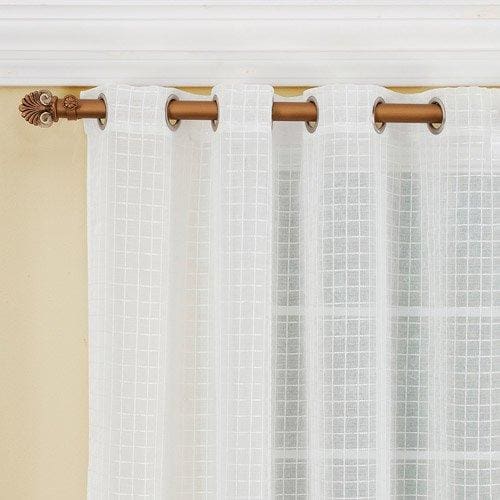 Renaissance Montauk Metallic Box Print Sheer Grommet Panel 53 x 63 - 53 x 63 / White