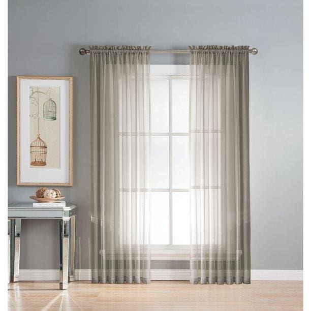 Window Elements Diamond Sheer Voile Extra Wide Rod Pocket Curtain Panel 56 x 84 - 56 x 84 / Grey - Curtains & Drapes
