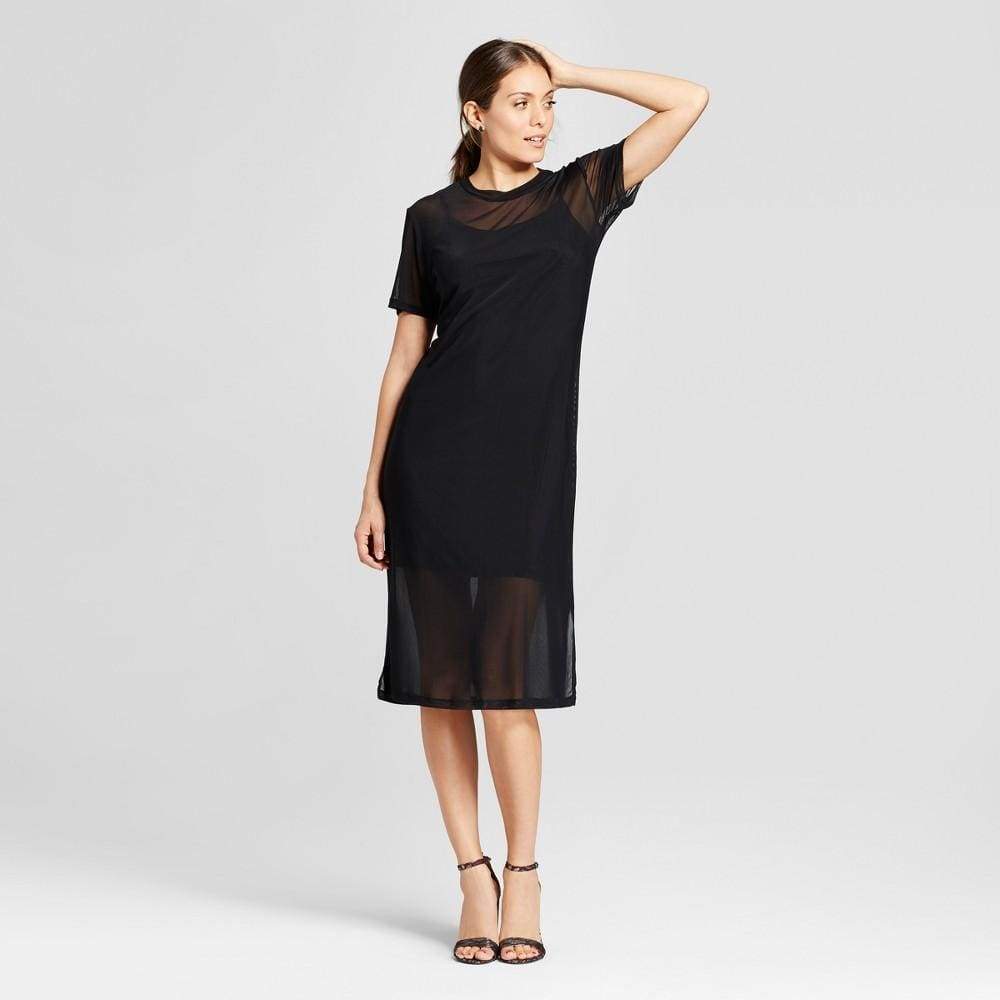 Women's Mesh Midi Dress with Slip - Loramendi Black M Women's Mesh Midi Dress with Slip - Loramendi Black M