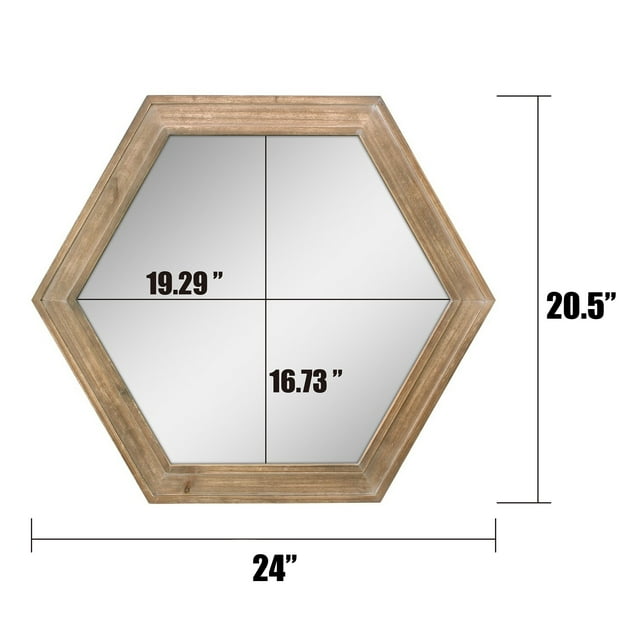 Stonebriar 23.8 x 20.6 Brown Modern Natural Wood Hexagon Wall Mirror