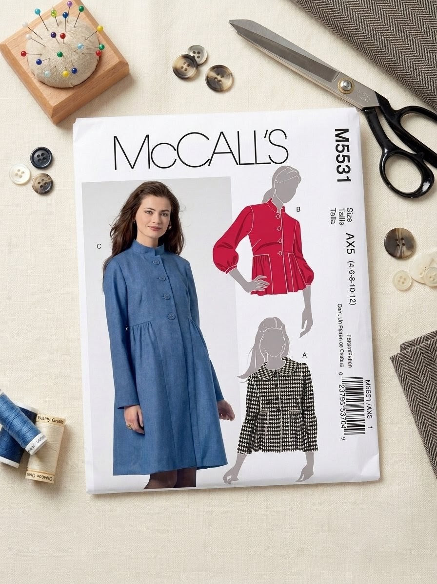 McCall's 5531 Sewing Pattern (Misses Lined Jacket and Coat, Sizes 4-12)
