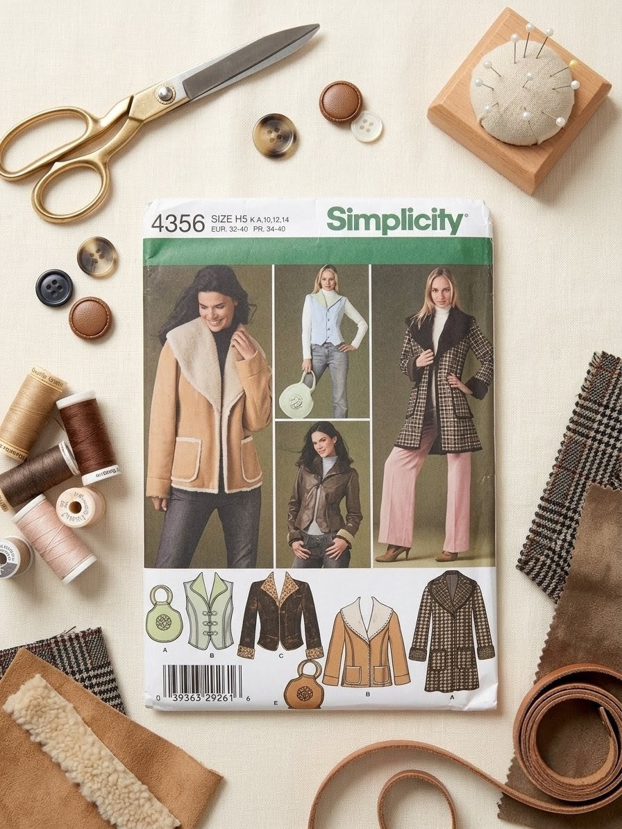 Simplicity Pattern 4356 Misses' Coat, Jackets, Vest, and Bags