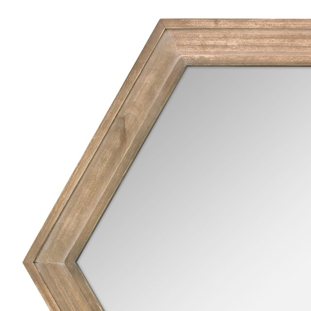 Stonebriar 23.8 x 20.6 Brown Modern Natural Wood Hexagon Wall Mirror