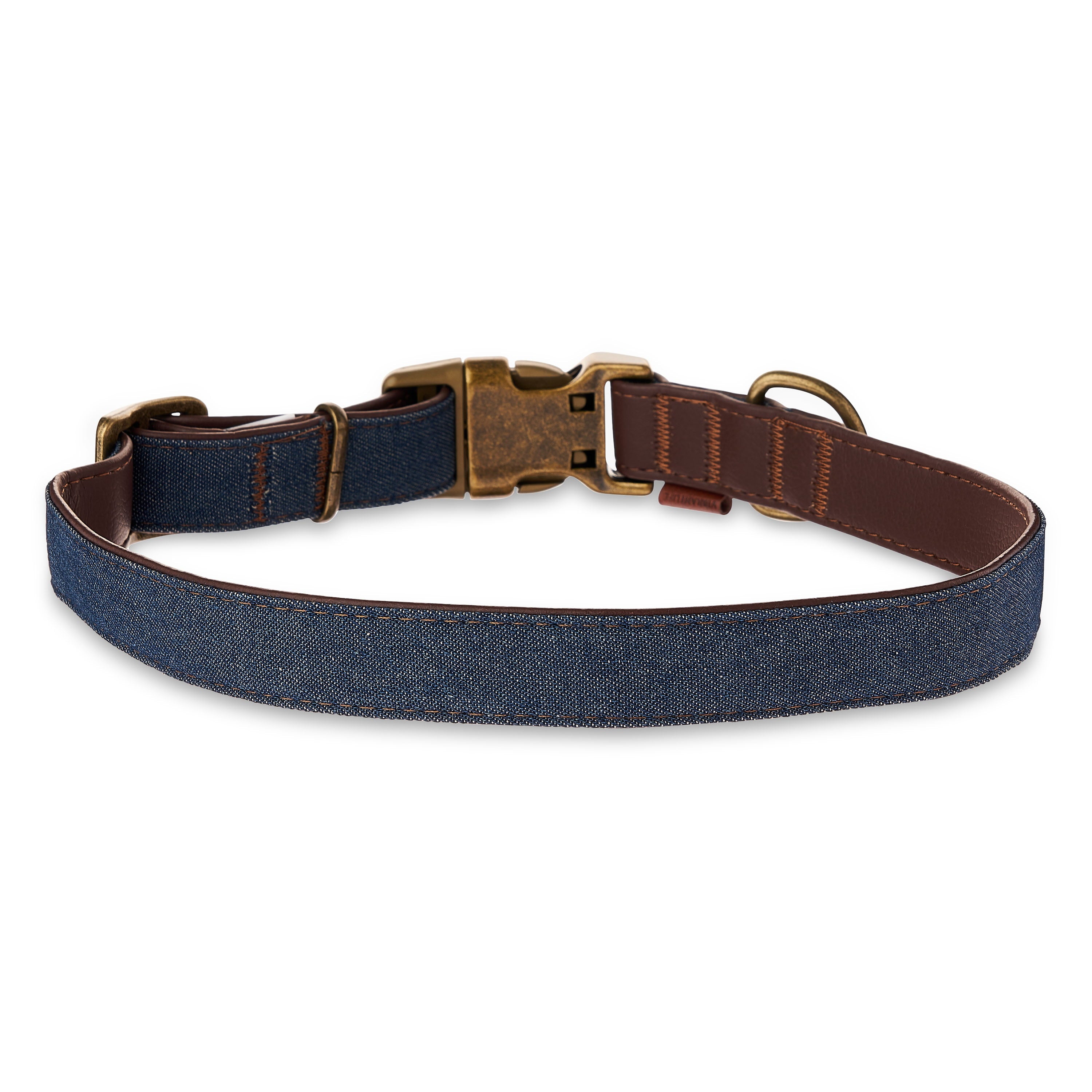 Vibrant Life Denim Dog Collar, Brown & Blue, L