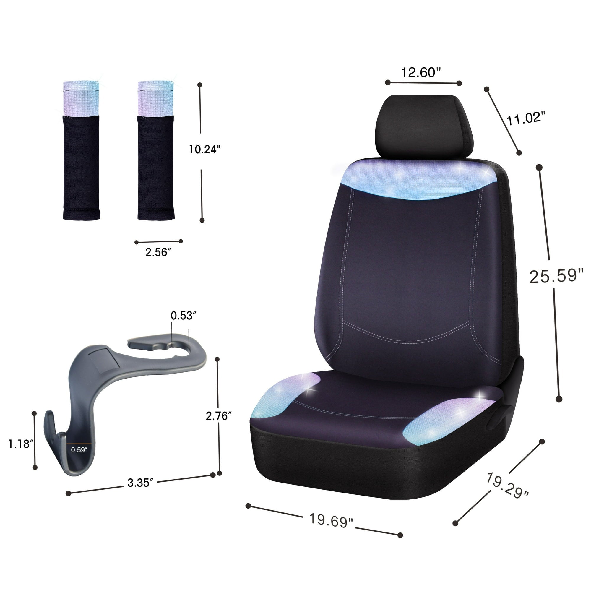 Auto Drive 5 Piece Seat Cover Kit Checker Diamond Black Polyester, Universal Fit, 2202SC253