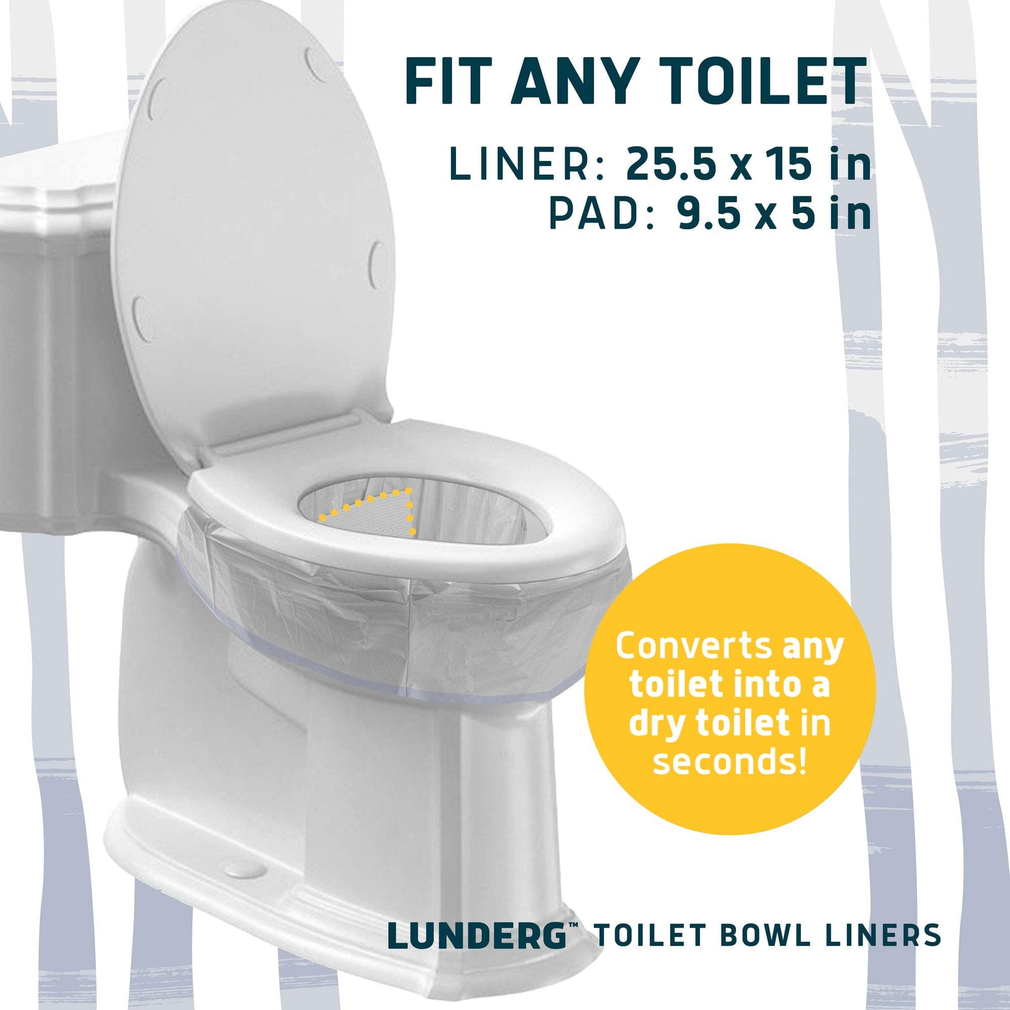 Lunderg Toilet Bowl Liners with Lemon Scented Super Absorbent Pads, 20 ct