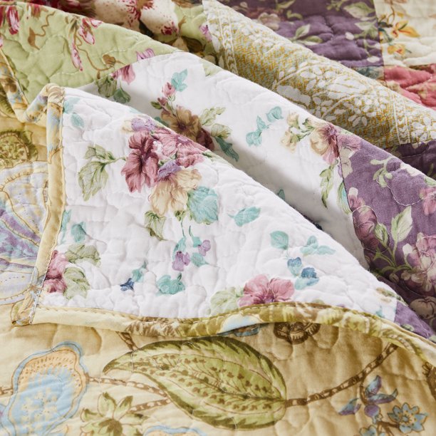 Greenland Home Fashions Blooming Prairie 100% Cotton Quilt and Pillow Sham Set, 3 Piece King/Cal King