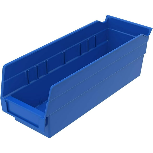 Akro-Mils Shelf Bins 30120 Plastic Organizer for Tools Craft Supplies, 12"x4"x4", Blue, 24-Pack