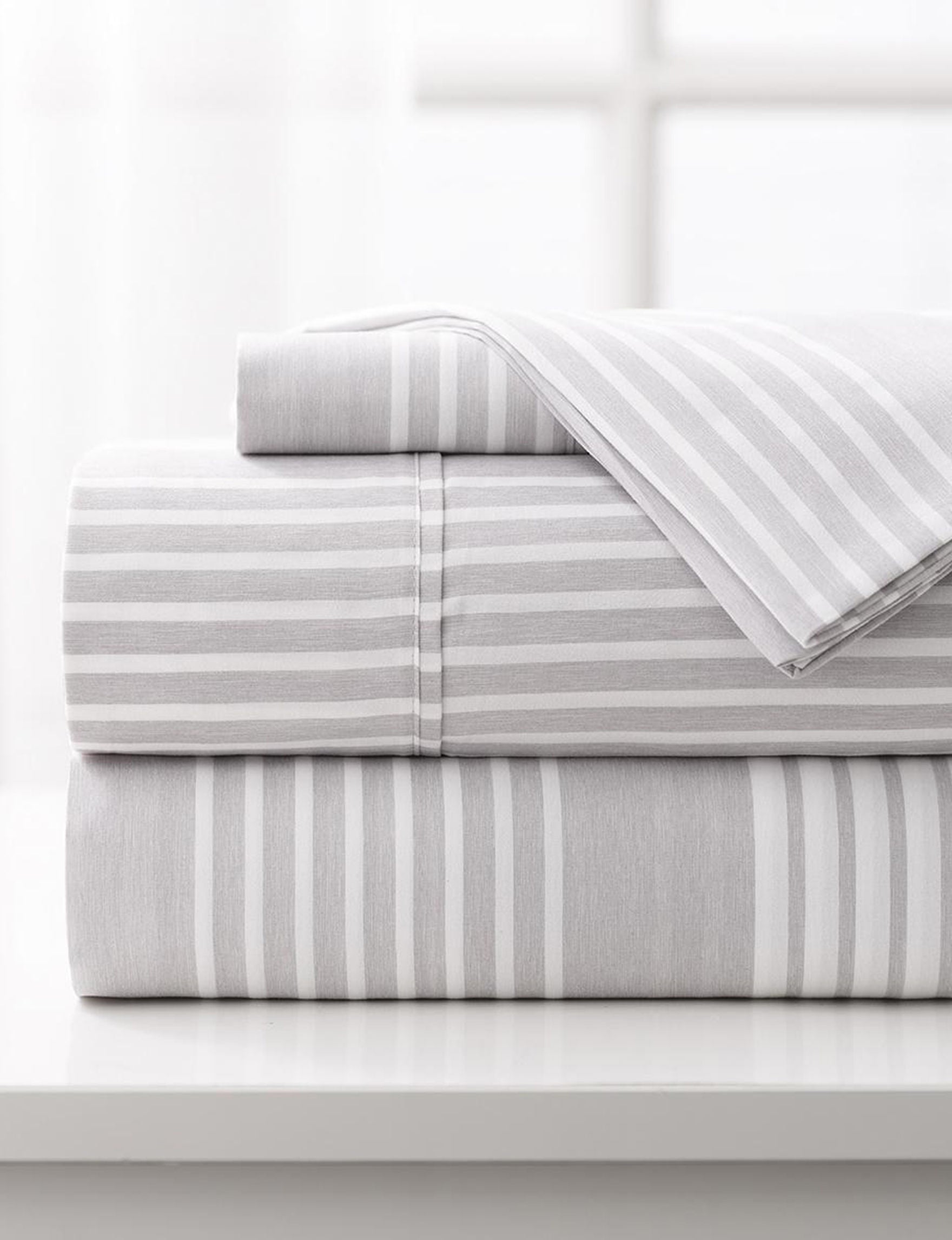 Mulberry Home Collection Striped Sheet Set - Light Grey - Full