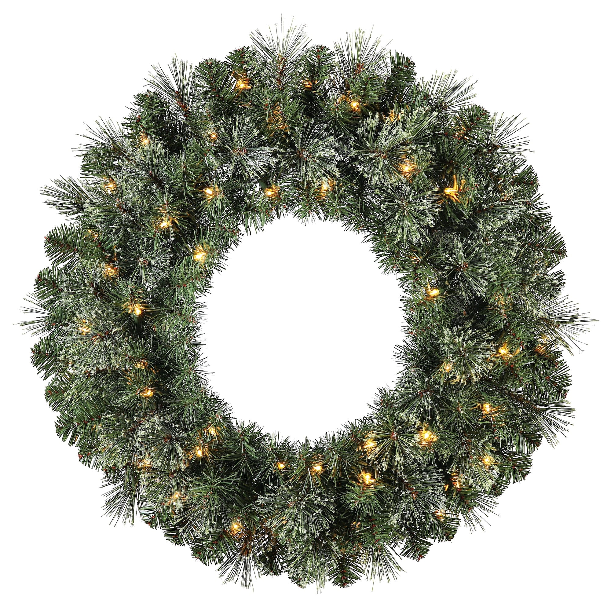 Holiday Time 24 Pre-Lit Liberty Cashmere Artificial Christmas Wreath, Clear Incandescent Lights