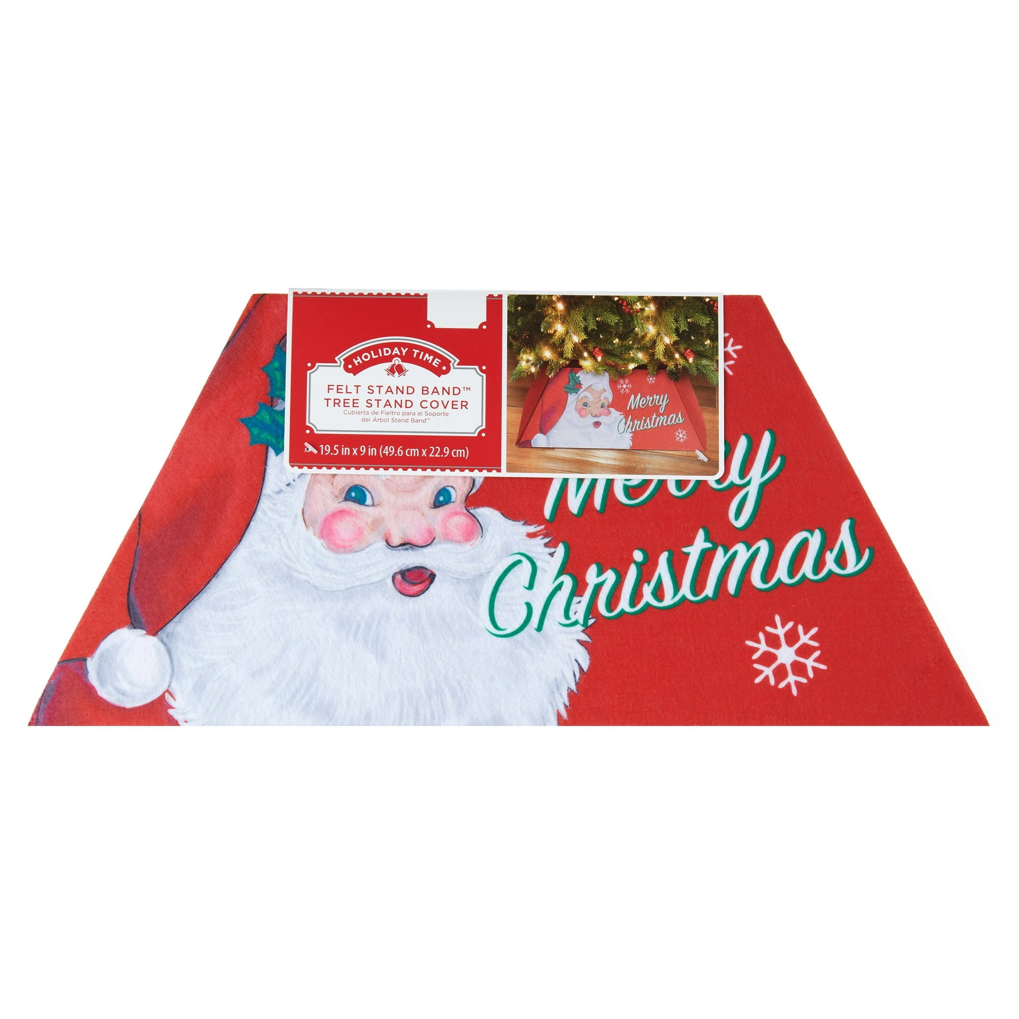 Holiday Time Merry Christmas Felt Stand Band Tree Stand Cover, 19.5 x 9