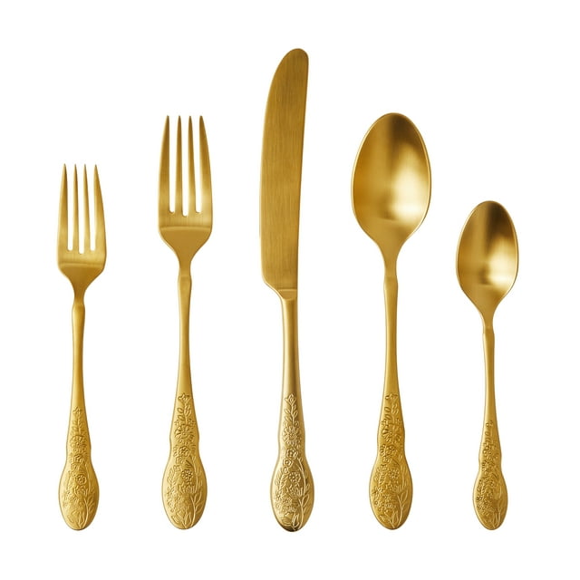 The Pioneer Woman Gold Mazie Stainless Steel Flatware 5-piece Set