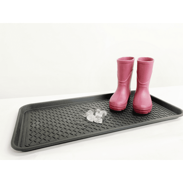 Ottomanson Easy Clean, Waterproof Indoor/Outdoor Rubber Boot Tray, 15 x 30, Black
