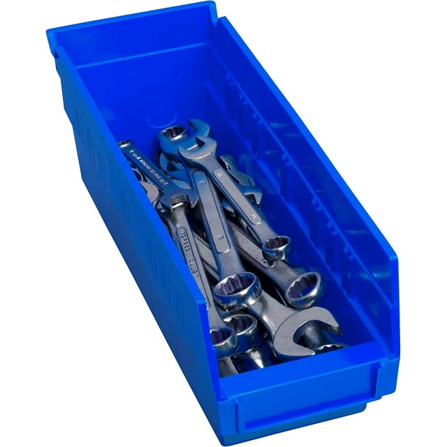 Akro-Mils Shelf Bins 30120 Plastic Organizer for Tools Craft Supplies, 12"x4"x4", Blue, 24-Pack