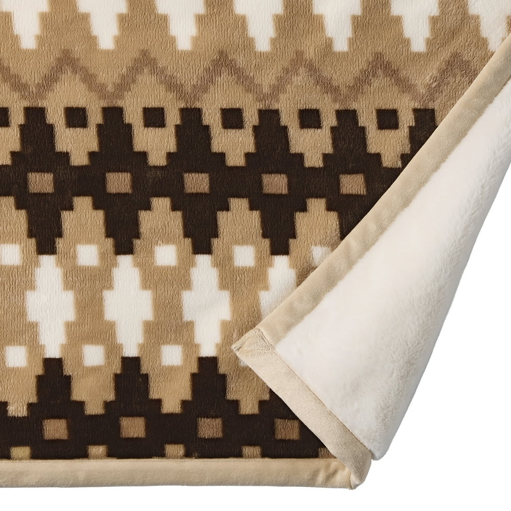 Better Homes & Gardens Oversized Velvet Plush to Faux Fur Throw Blanket