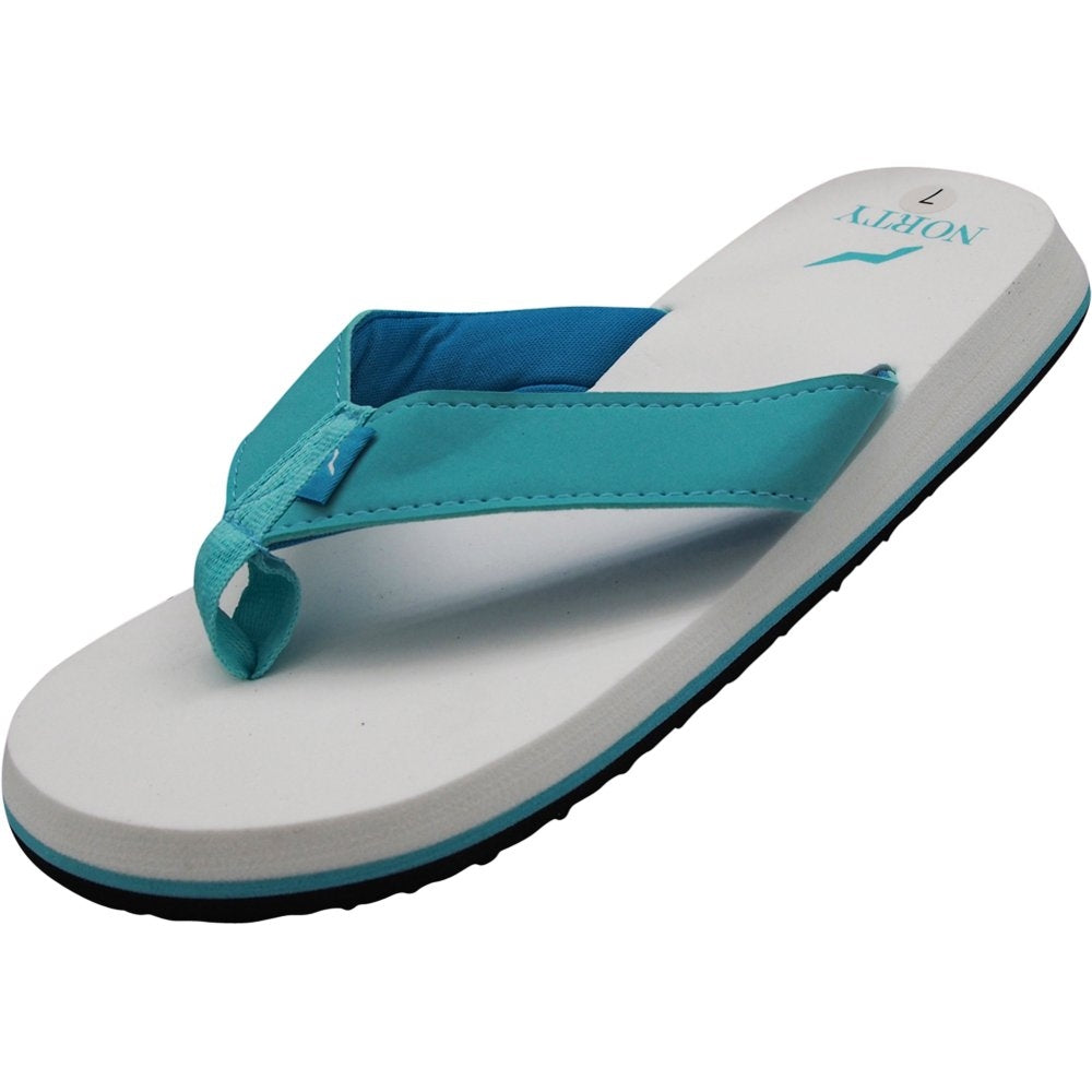 Norty Women's Platform Flip Flop Thong Sandals, Turquoise Aqua White, Size 8 - Norty - Keuka Outlet