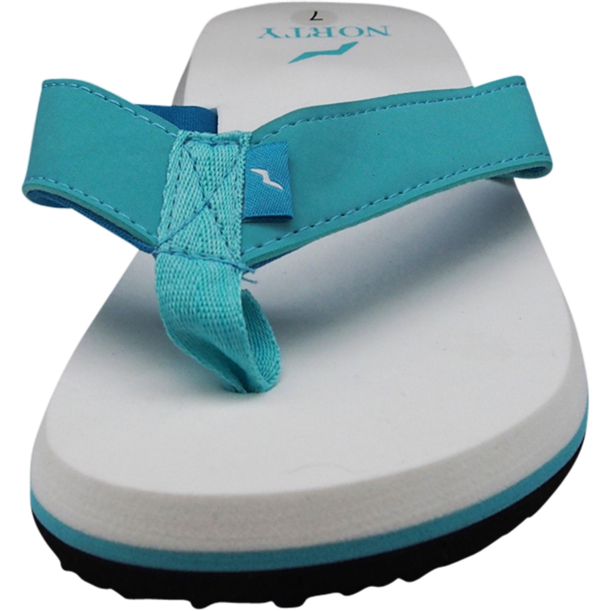 Norty Women's Platform Flip Flop Thong Sandals, Turquoise Aqua White, Size 8 - Norty - Keuka Outlet