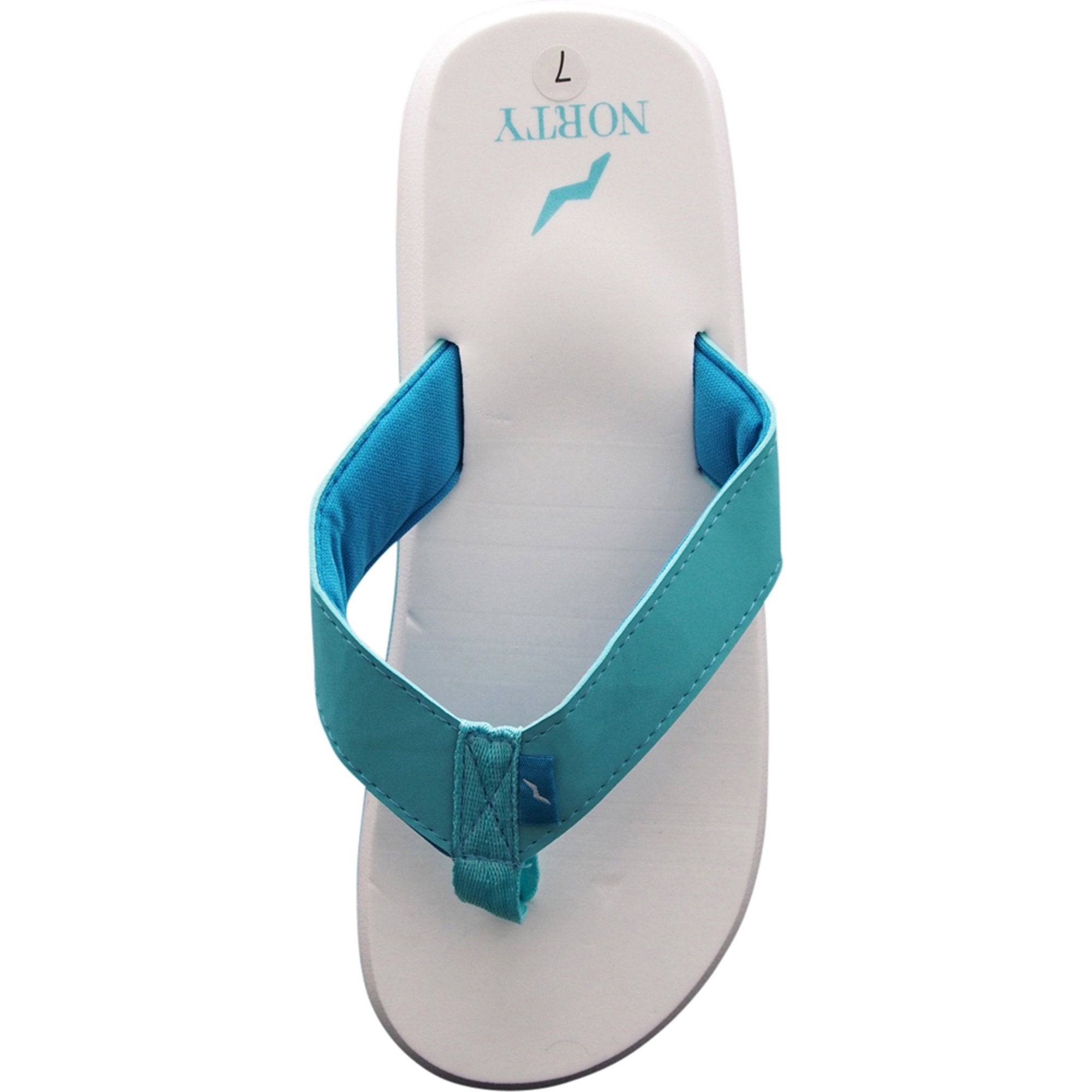 Norty Women's Platform Flip Flop Thong Sandals, Turquoise Aqua White, Size 8 - Norty - Keuka Outlet