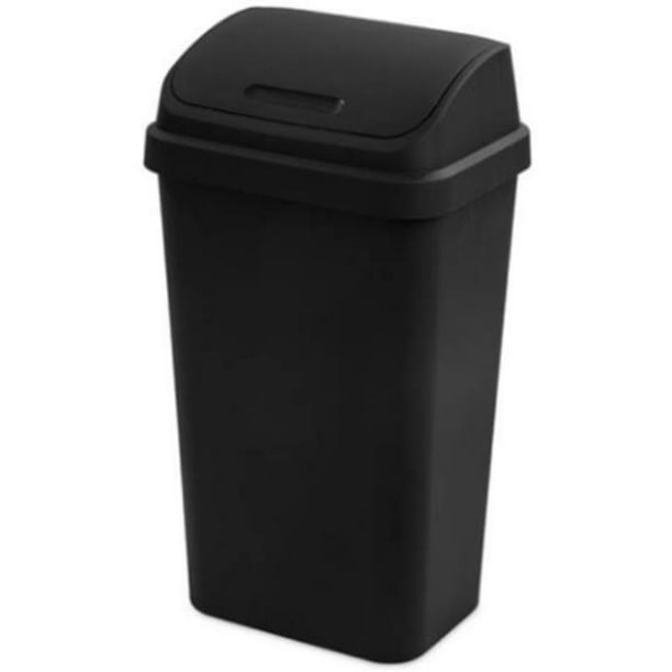 Sterilite 13 Gallon Trash Can Swing Top Wastebasket, Black Trash Can