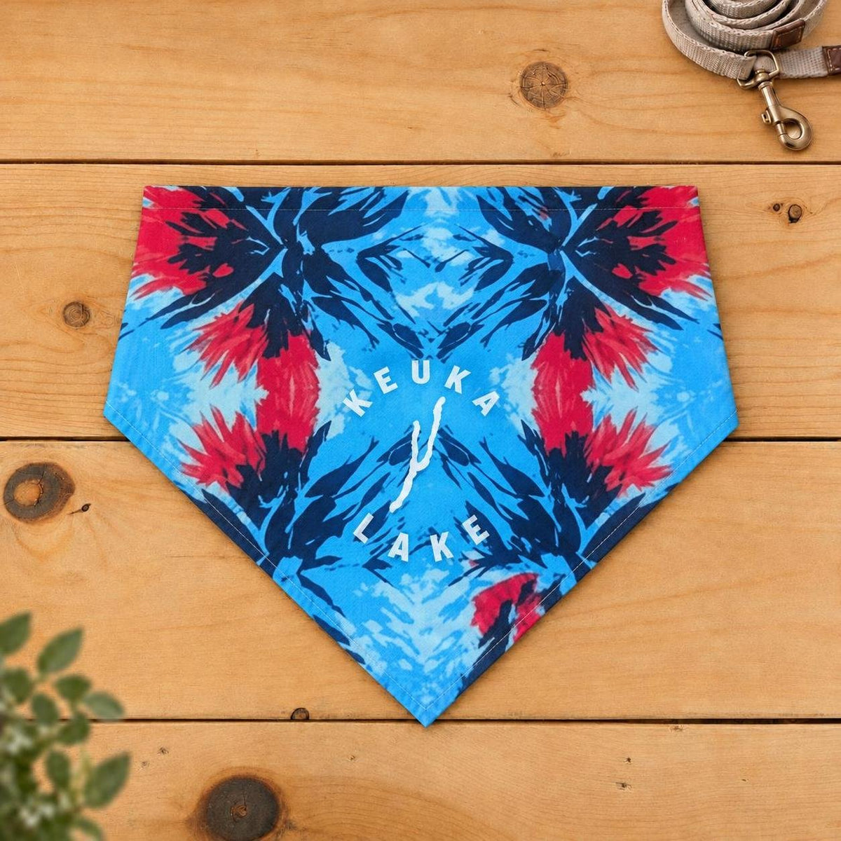 Keuka Lake dog bandana, Americana tie-dye pattern