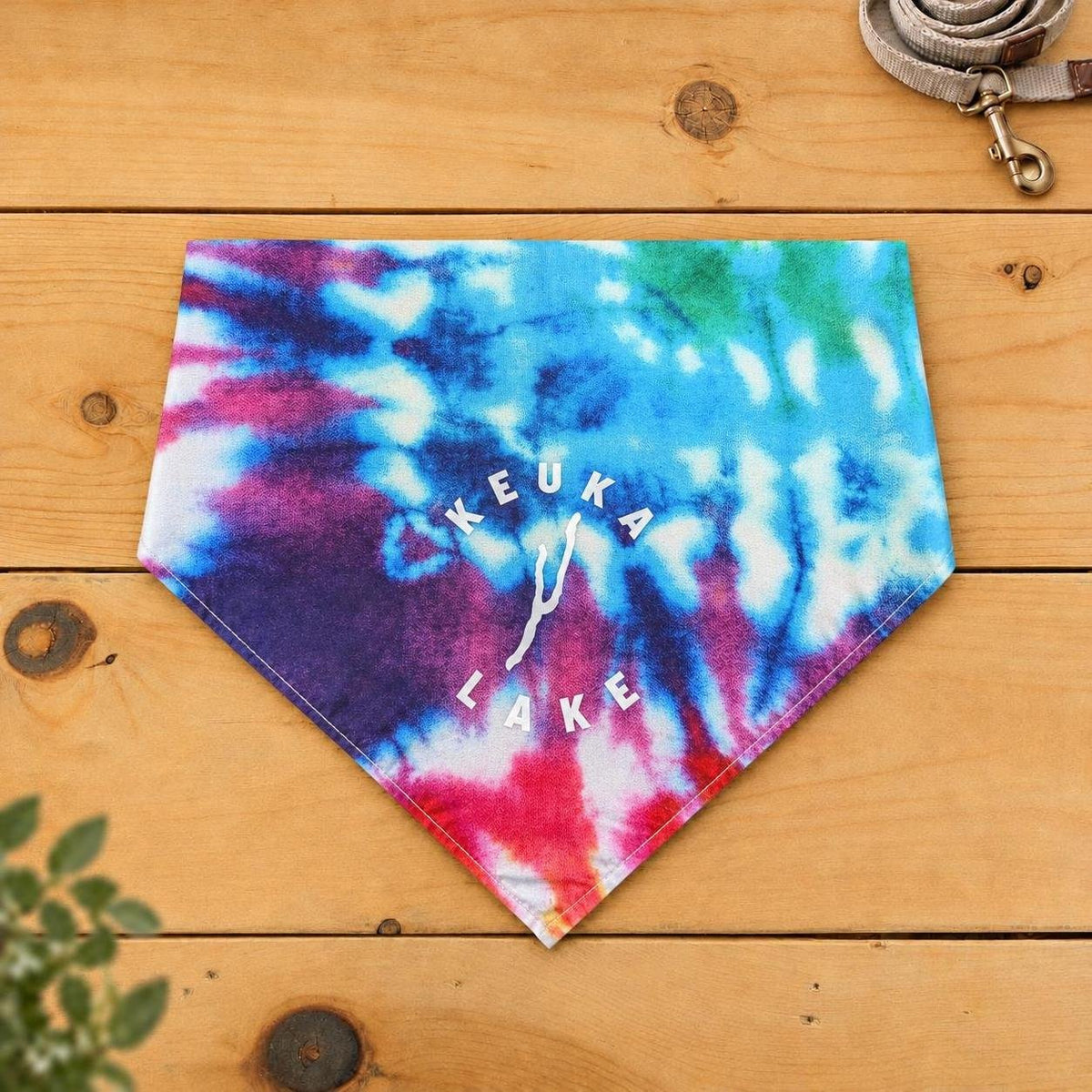 Keuka Lake dog bandana, Berry Blast tie-dye pattern