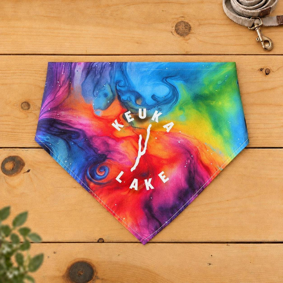 Keuka Lake dog bandana, Galaxy tie-dye pattern