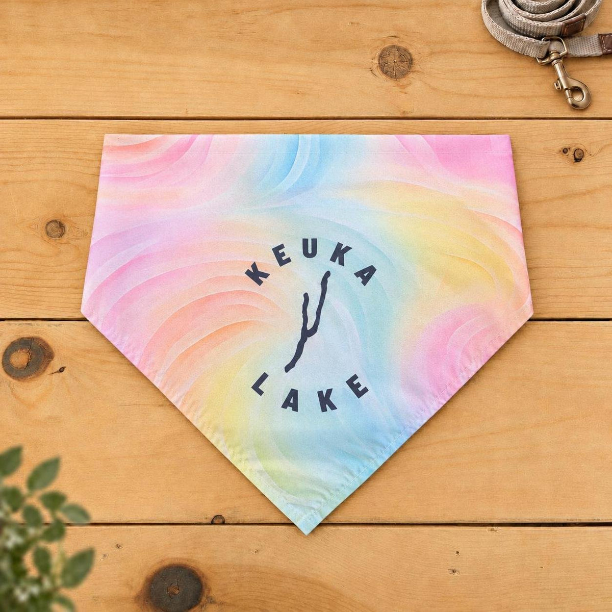 Keuka Lake dog bandana, Pastel Waves tie-dye pattern
