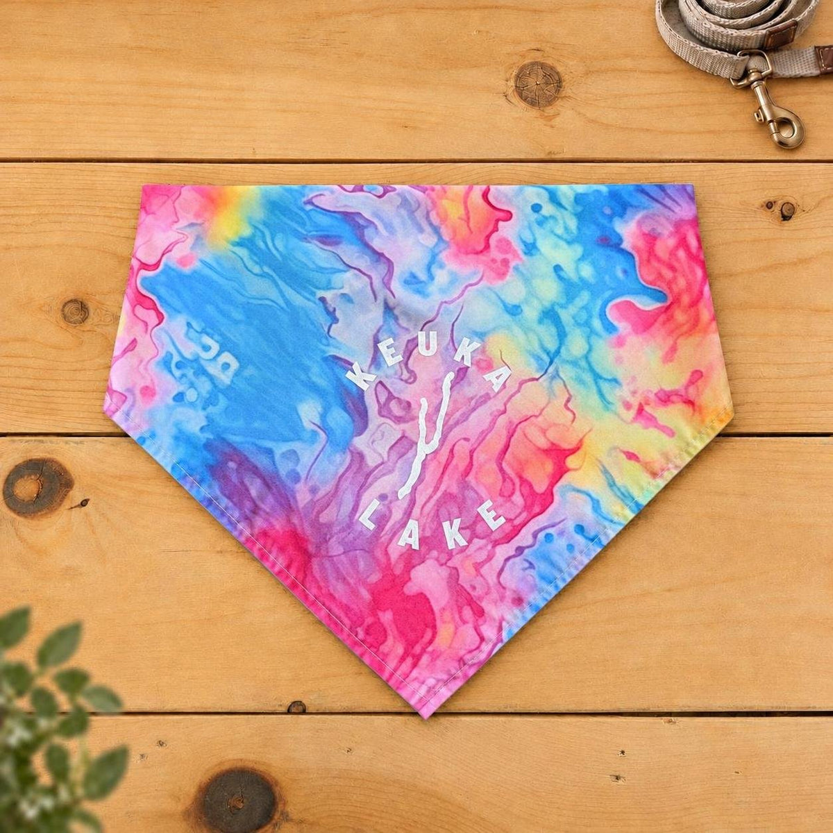 Keuka Lake dog bandana, Watercolor tie-dye pattern